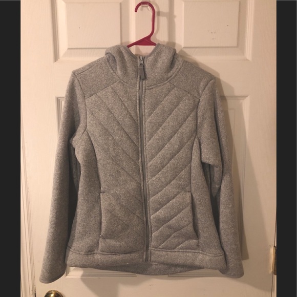 Light gray zip up jacket with sherpa🤍💜 - Picture 2 of 9